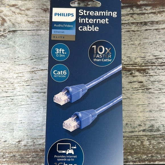 Philips Blue Streaming Internet Cable. Size ( 3ft. / 0.9m ) Cat 6 Network - Picture 2 of 5